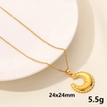 Classic crescent moon pendant necklace in 18K gold plated stainless steel - Gold Hollow Crescent (S1566-G+N22-G)
