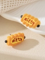 Schattige gele hars koekjes oorbellen met rode kitty tekst voor poppenhuis decoratie - Hotdog