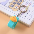 Mini blue stapler keychain with cute yellow chick cartoon design for office supplies - Chicken