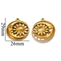 Golden stainless steel sun and moon pendant with hollow relief design, size 29mm x 26mm - Gold Sun Moon Relief Style B
