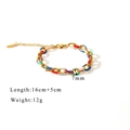 Detail of colorful enamel link bracelet with 7mm width and 16cm plus 5cm length - Colorful Bracelet