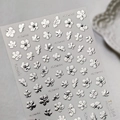 3D zilveren bloem nagelstickers met metallic reliëf en bloemmotieven, model TL-364 - Zilveren Bloem Stijl (TL-364)