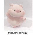 Cute pink crawling piggy silicone ornament with soft flocking texture for bike handle - 3049 Laying Pig