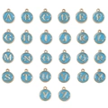 Sky blue enamel A-Z initial charms in gold finish for DIY jewelry making - 26 Letters/Set / Blue