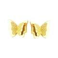 Orecchini a fiocco dorati con design a farfalla a doppio strato lucido e glitterato - Orecchini a farfalla / Oro