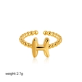 Adjustable 18K gold letter H ring with bubble beaded band for women, weight 2.7g - Letter H Style (T249_8)