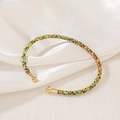 Hand-woven colorful string bracelet with elegant gold-tone metal beads on white silk - Multicolor