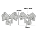 Silver bow-shaped stainless steel pendant 20x25mm with a 2mm hole for DIY jewelry - Style 19 / Steel