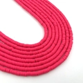 Strands of 4-6mm hot pink polymer clay disc beads for DIY jewelry making - 6mm / Watermelon Red