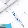 Blue and white coconut palm leaf pattern DIY plastic beaded pen for creative stationery - Blue and White Coconut Leaves (18)