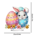 Adorno de pintura de diamante DIY de Pascua con conejo y huevo, tamaño 25x23cm - Adorno de conejito en cáscara de huevo