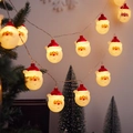 Warm white Santa Claus string lights for Christmas tree decoration indoor holiday - 1.5m 10LED Battery / Santa Face Circle