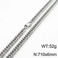 Polished silver stainless steel curb chain necklace, 6mm width, featuring a secure clasp - 6mm x 710mm(KN232924-ZZ)