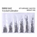 Flat back silver Crystal Labrador rhinestones set in 6-compartment bag for nail art DIY - Mixed Sizes SS4-SS16 Around 1440 Pieces / Mineral Silver