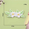 Self-adhesive white flower embroidery patch with green leaves, 6.5cm wide variant - White Double Small Flowers