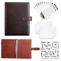 Brown ostrich pattern A6 leather binder with cash envelopes and budget sheets - A5 Brown (Luxury Set)