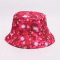 Pink heart print bucket hat for women with sun protection and stylish graffiti pattern - Pink All-over Heart Style