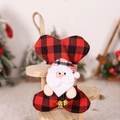 Plaid bone-shaped Christmas stocking with a 3D Santa and gold bells for pet holiday gifts - Bone Shape / Red & Black Plaid Santa Claus