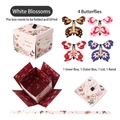 DIY verrassingsdoos met bloemenpatroon en 4 kleurrijke vliegende mechanische vlinders - Witte Serie (Inclusief 4 Willekeurige Vlinders)