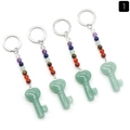 Set di 4 portachiavi a chiave in avventurina verde con 7 perle di cristallo chakra - Avventurina Verde