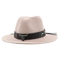 Cappello di paglia rosa Panama con emblema di testa di toro e ricami floreali - Rosa Carne