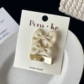 Set di fermagli per capelli con fiocchi beige e cuori di paillettes dorate - Fermaglio con Fiocco e Cuore