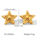 Dimensiones detalladas de los pendientes de estrella en acero inoxidable chapado en oro 18K - Estilo Estrella de Cinco Puntas (HC-E10663)