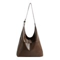 Sac hobo marron en cuir PU souple style Maillard avec bandoulière réglable - Marron