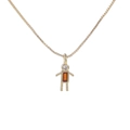 Gold-plated birthstone boy pendant necklace with orange zircon and box chain - Necklace / Boy-January