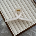Translucent pastel pink jelly hair claw clip with golden spring on jewelry tray - 13cm Ribbon / Jelly White