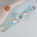 Kids quartz watch with blue translucent silicone strap and 3D cartoon unicorn patterns - Unicorn 1 / Blue