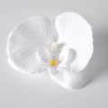 Testa di orchidea bianca artificiale con petali realistici per accessori per capelli DIY - Seta Bianco (Grande)