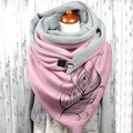 Women's pink warm scarf with peacock feather print and gray fleece lining - 36-Pink Peacock Feather