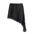 Elegante falda de satén negro con borde de encaje asimétrico y acabado de seda - XS / Negro