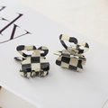 Black and white checkerboard bow hair claw clips for women on a minimalist magazine background - Black & White Butterfly Checkerboard 3.5cm