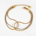 Three-layer braided stainless steel chain bracelet in gold and silver finish - Bracelet / Gold + Silver