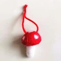Handmade red and white felt mushroom hanging ornament with string for Christmas decoration - Mushroom Ornament with Lanyard