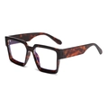 Classic tortoise shell square frame sunglasses with protective polarized purple lenses - Black Tortie Frame Anti-blue Light