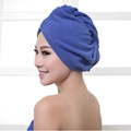 Blue microfiber hair towel wrap for women with ultra absorbent towel fabric - 60*25cm 70g / Sapphire Blue