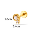Gouden roestvrijstalen piercing met zirkonia, maat 0.5cm x 0.4cm, platte achterkant - Dubbele Zirconia Curve Stijl (2630-5#) / Goud