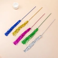 Five colorful tinsel tassel cat wand toys with sparkling plastic sticks for interactive play - Bead Rain Silk