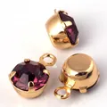 Purple zircon charms in gold plated four-prong setting for DIY jewelry making - 1 Piece / Gold Plated with Purple Zirconia