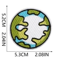 Detail view of round earth embroidery patch with dimensions 5.2cm by 5.3cm shown clearly - Earth Map (W20XN-095-19)