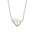 Polished silver heart pendant necklace with letter E engraving on a snake chain - Letter E (S143S-E)