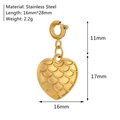 Pendaglio a cuore in acciaio inossidabile dorato con trama a squame e placcatura 18K - Ciondolo a cuore