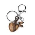 Handmade tiger eye heart crystal keychain with polished beads and silver ring - Tiger Eye (Matching Beads)