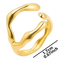 Anello aperto in acciaio inossidabile placcato oro 18K con design a onde irregolari - Oro