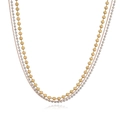 Close-up of layered beaded necklaces in gold, rose gold, and silver stainless steel - Three-color Mix (Gold/Silver/Rose Gold)