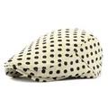 Berretto vintage crema a pois neri, cappello da pittore strutturato da donna - Regolabile (55-59cm) / Punto beige