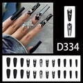 Unghie finte lunghe ballerina bianco e nero con farfalle e decori floreali set D334 - Stile Trifoglio Farfalla Bianco E Nero (D334)